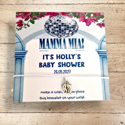 Mamma Baby Shower Wish Bracelet – Personalized ABBA Charm – Custom Baby Shower Keepsake – Unique Gift for Mum-to-Be