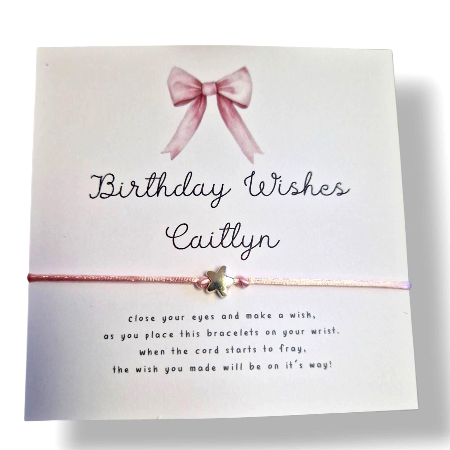 Birthday Wish Bracelet: Party Favour,  various colours - Any age - Personalised - thank you gift - Birthday wishes