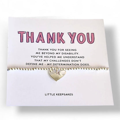 Thank you for everything Personalised Silver Plated Charm Bracelet: Thank You Gift - seeing beyond my disability