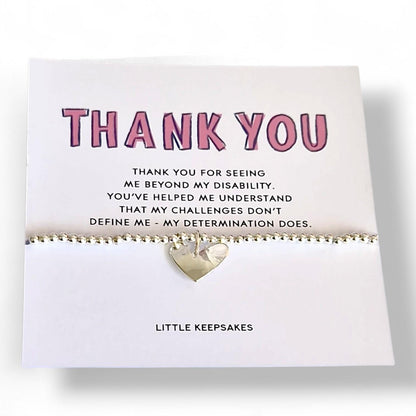 Thank you for everything Personalised Silver Plated Charm Bracelet: Thank You Gift - seeing beyond my disability