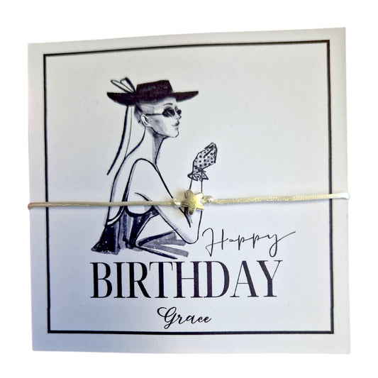 Birthday Wish Bracelet: Party Favour, Personalised - thank you gift - Birthday wishes - Sophisticated lady