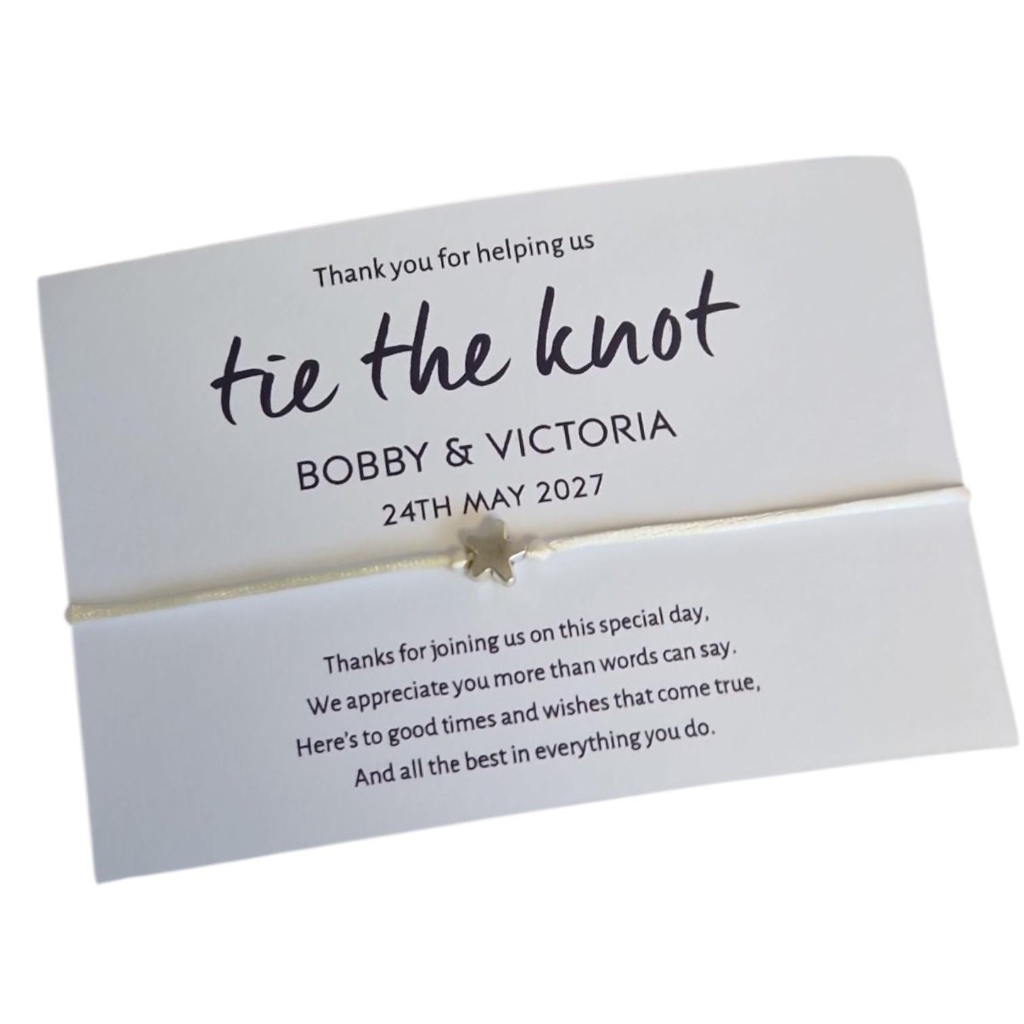 BULK Wedding Favour  - Tied the Knot Wish Bracelet: Bride & Groom Gift for Guests - Wedding guest gift, thank you