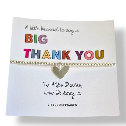 Thank you Gift - Personalised Silver Plated Charm Bracelet: A little bracelet to say a Big thank you