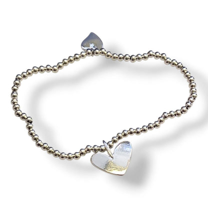 Class of 2026 Bracelet | So Proud of You Gift | Graduation Keepsake | Silver Beaded Stretch Bracelet | Acrylic Heart Charm | End of School