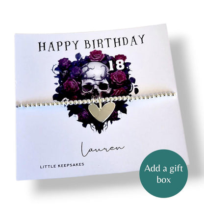 Gothic Birthday Bracelet Personalised, Custom Name Dark Jewellery, Alternative Gift for Her, Birthday Gift Any Age, Emo Aesthetic Bracelet