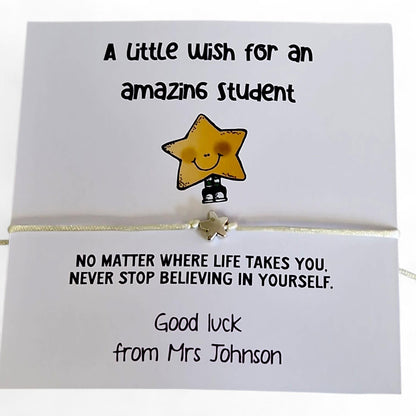 A Little Wish for a Student Bracelet | Student Gift | Exam Good Luck Gift | Inspirational Wish Bracelet Class of 2026 - Bulk
