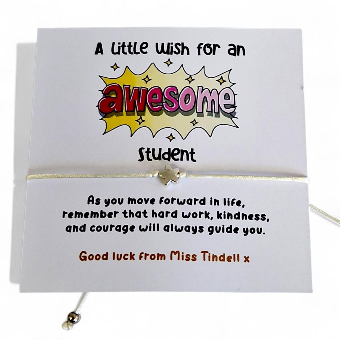 Bulk A Little Wish for an Awesome Student Bracelet | Student Gift | Exam Good Luck Gift | Inspirational Wish Bracelet Class of 2026