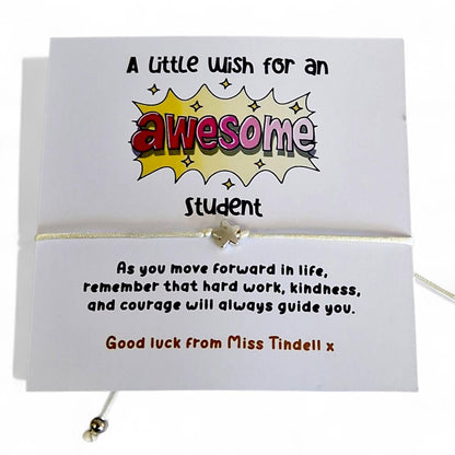 Bulk A Little Wish for an Awesome Student Bracelet | Student Gift | Exam Good Luck Gift | Inspirational Wish Bracelet Class of 2026
