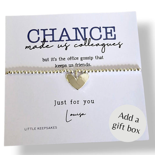 Chance Made Us Colleagues Silver-Plated Heart Bracelet: Friendship Gift-but it's the office gossip that keeps us friends