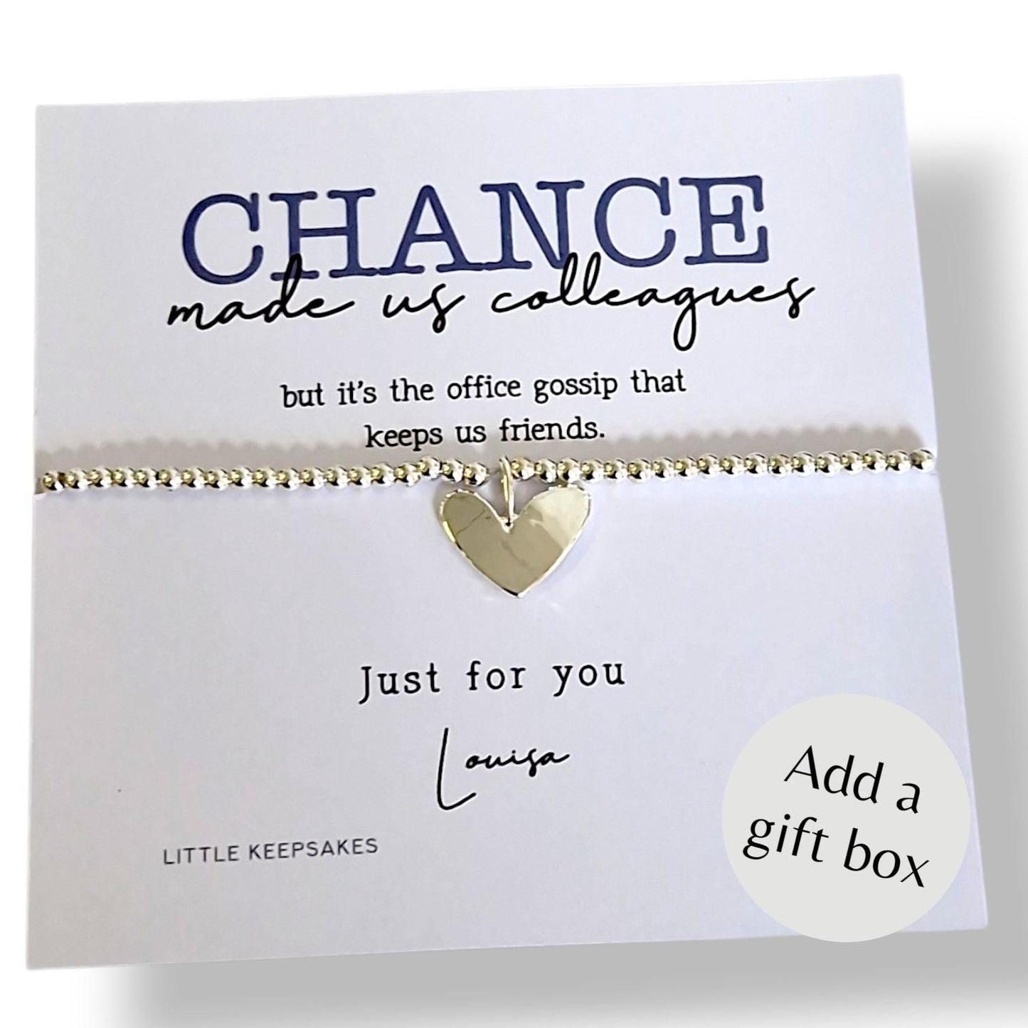 Chance Made Us Colleagues Silver-Plated Heart Bracelet: Friendship Gift-but it's the office gossip that keeps us friends