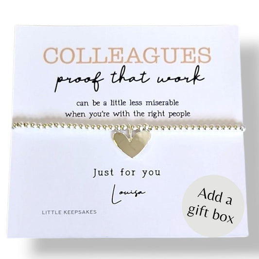 Chance Made Us Colleagues Silver-Plated Heart Bracelet: Friendship Gift- proof that work can be less miserable