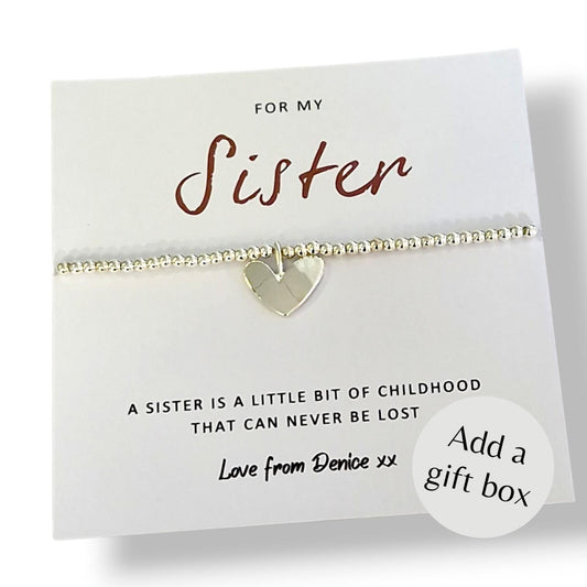 Silver Plated Sister Bracelet | Sister Gift | Big Sister Little Sister Jewelry | Birthday Gift for Sister | Adjustable Charm Bracelet