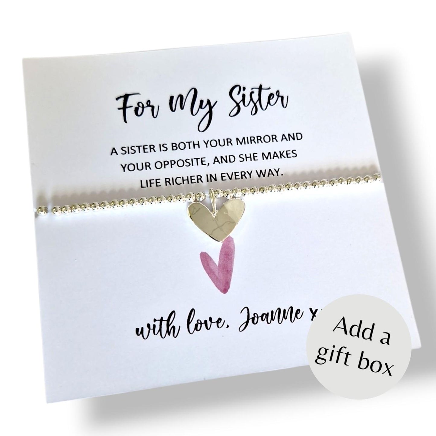 Sister Silver Bracelet Personalised- Birthday gift - Gift for Sister, Birthday, Just becasue