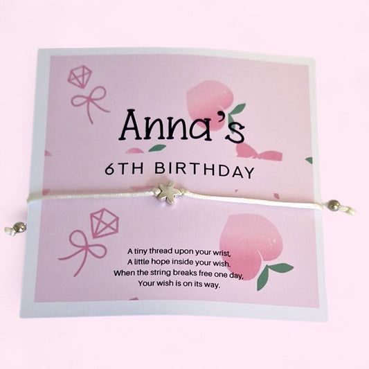 Pink Birthday Wish Bracelet Party Favour, Personalised Birthday Gift, Friendship Wish Bracelet, Birthday Party Favours for Guests