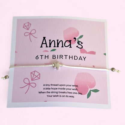 Pink Birthday Wish Bracelet Party Favour, Personalised Birthday Gift, Friendship Wish Bracelet, Birthday Party Favours for Guests