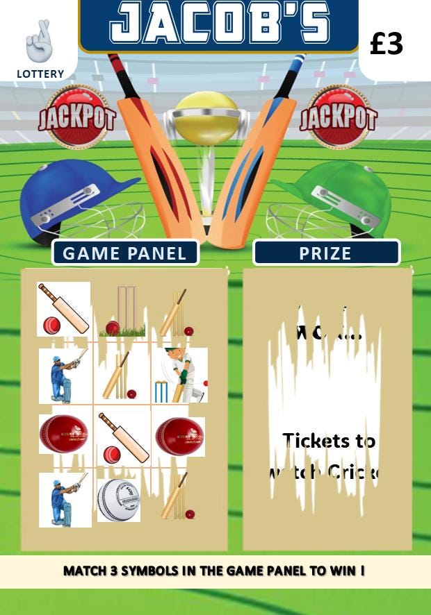 Cricket Match Scratch Card Surprise | Cricket Ticket Reveal | Cricket Fan Gift | Scratch to Reveal Game Tickets | Birthday  Gift Idea