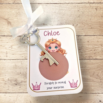 Disneyland Paris, Disneyworld, Surprise Reveal Scratch Off Princess – Metal Mickey Key Holiday Announcement, Magical Gift