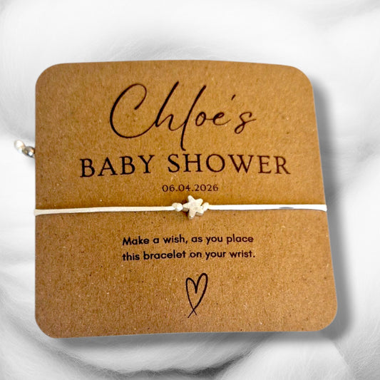 Baby Shower Wish Bracelet: Favour, Personalised, Recycled Card - Brown Card - Cute, Mummy to be