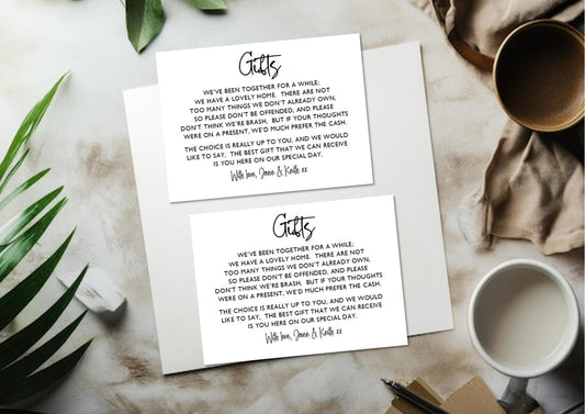 Personalized Wedding Gift Poem Card, A7 Monetary Request Insert