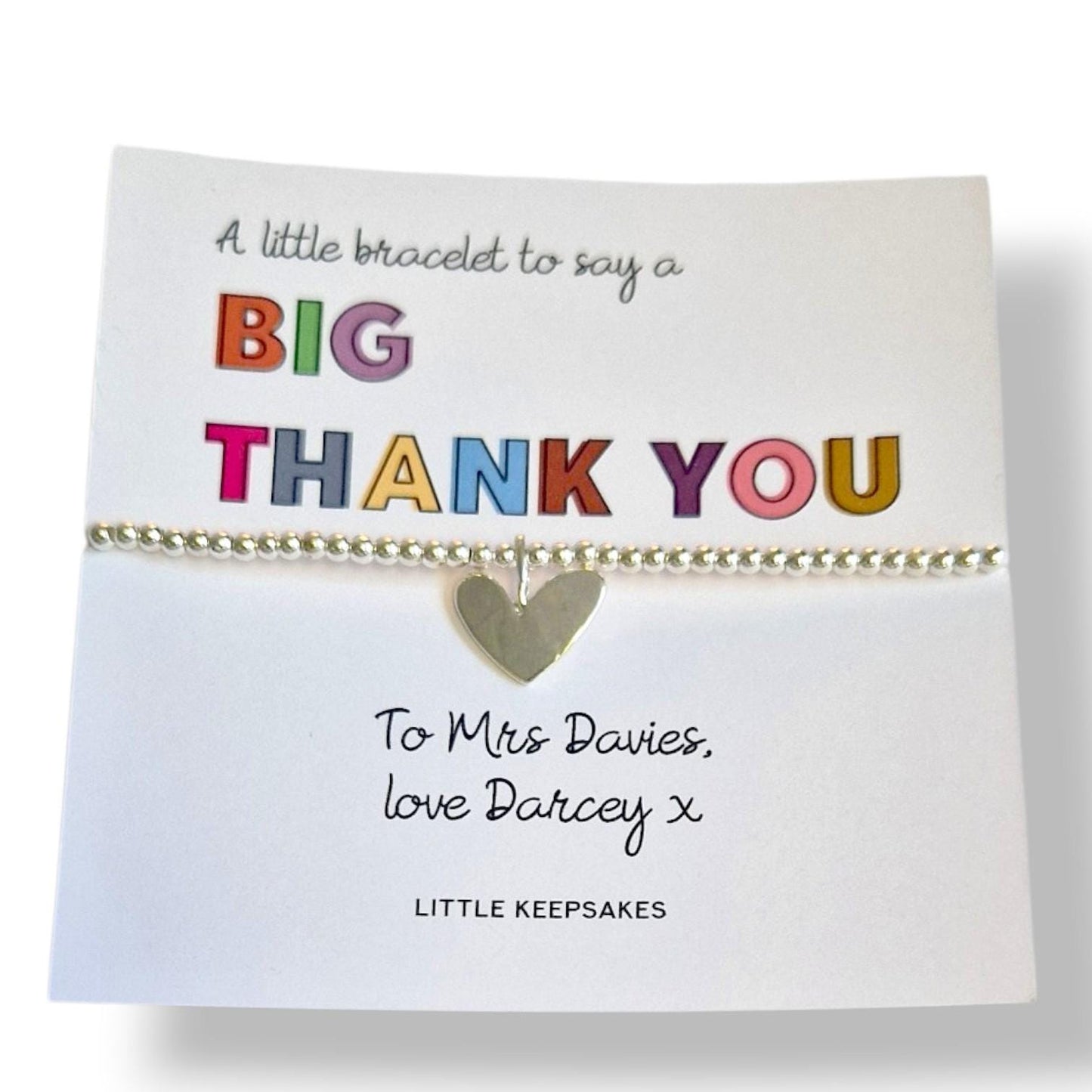 Thank you Gift - Personalised Silver Plated Charm Bracelet: A little bracelet to say a Big thank you