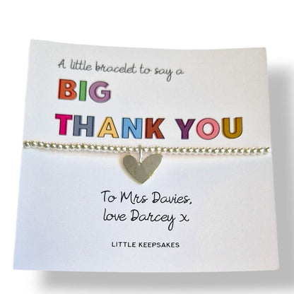 Thank you Gift - Personalised Silver Plated Charm Bracelet: A little bracelet to say a Big thank you