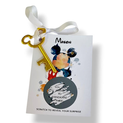 Disneyland Paris, Disneyworld, Surprise Reveal Scratch Off Metal Mickey Key Holiday Announcement,  Christmas, Birthday - Paris, Florida
