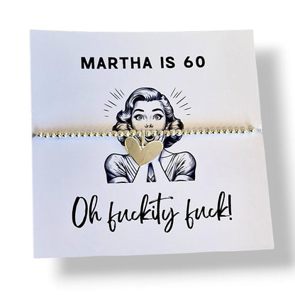 Funny 60th Birthday Card with Bracelet, “Fuckity Fuck” Rude Birthday Gift, Milestone 60th Gift - Personalised - Sixty