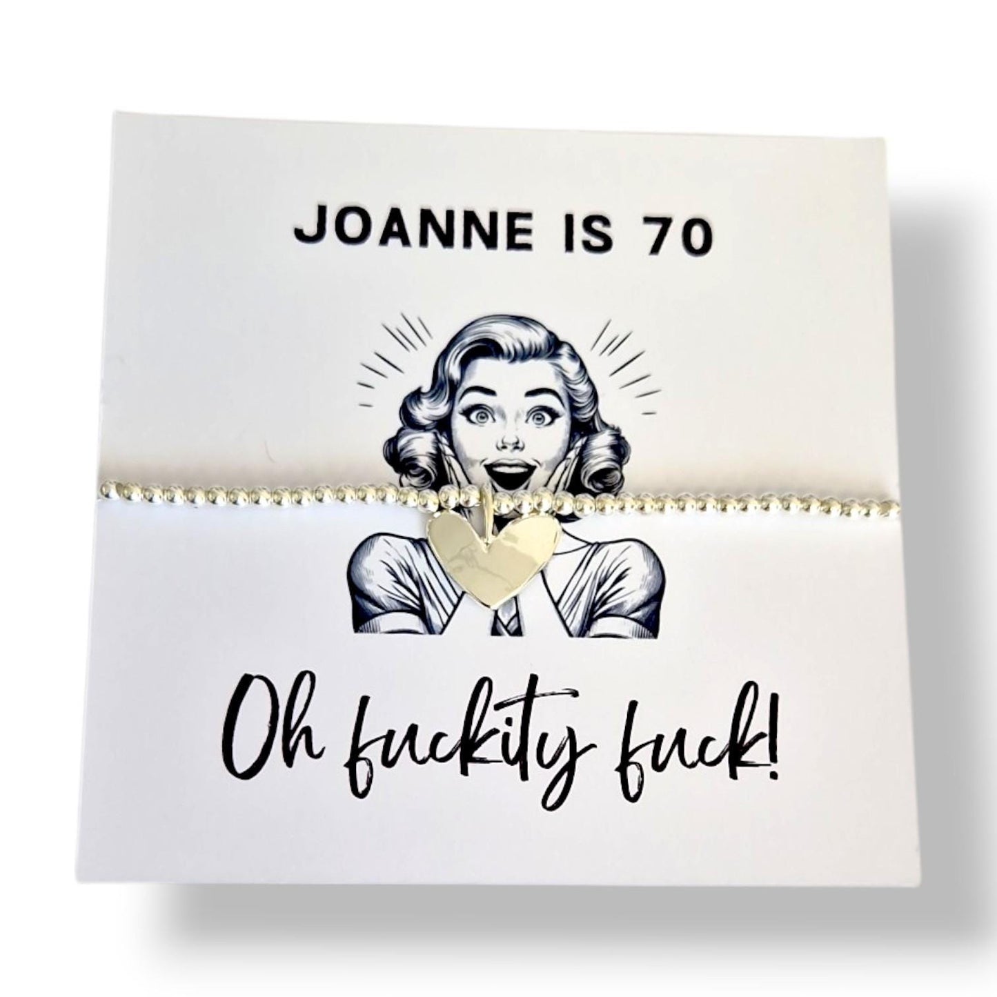 Funny 70th Birthday Card with Bracelet, “Fuckity Fuck” Rude Birthday Gift, Milestone Seventy Gift - Personalised