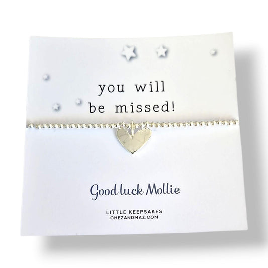 You Will Be Missed, Personalised Silver Plated Charm Bracelet, leaving gift, retirement, moving on - goodbye