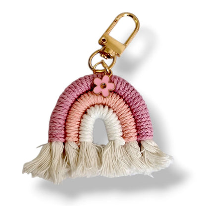 Macrame Keyring, Macrame Rainbow Teacher Keychain: Personalised Thank You Gift with card