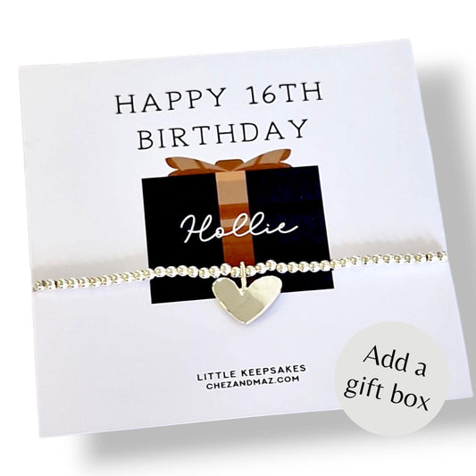 16th Birthday Silver Bracelet Personalised, 16 Sixteen Gift for Her,  Jewellery, Teenage Girl Birthday Present