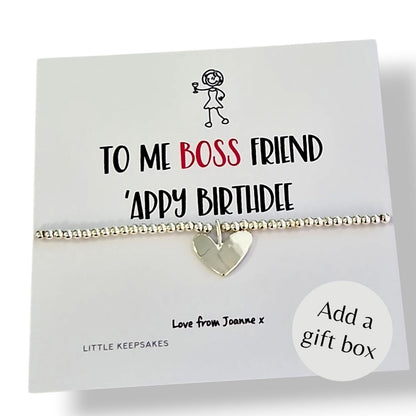 Boss Birthday Girl Bracelet Personalised, Scouse Gift, Liverpool Slang Jewellery, Funny Birthday Gift for Her