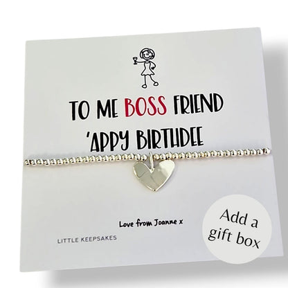 Boss Birthday Girl Bracelet Personalised, Scouse Gift, Liverpool Slang Jewellery, Funny Birthday Gift for Her