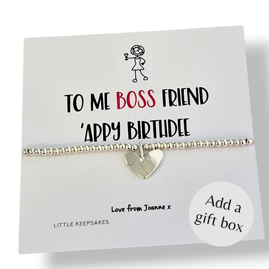Boss Birthday Girl Bracelet Personalised, Scouse Gift, Liverpool Slang Jewellery, Funny Birthday Gift for Her
