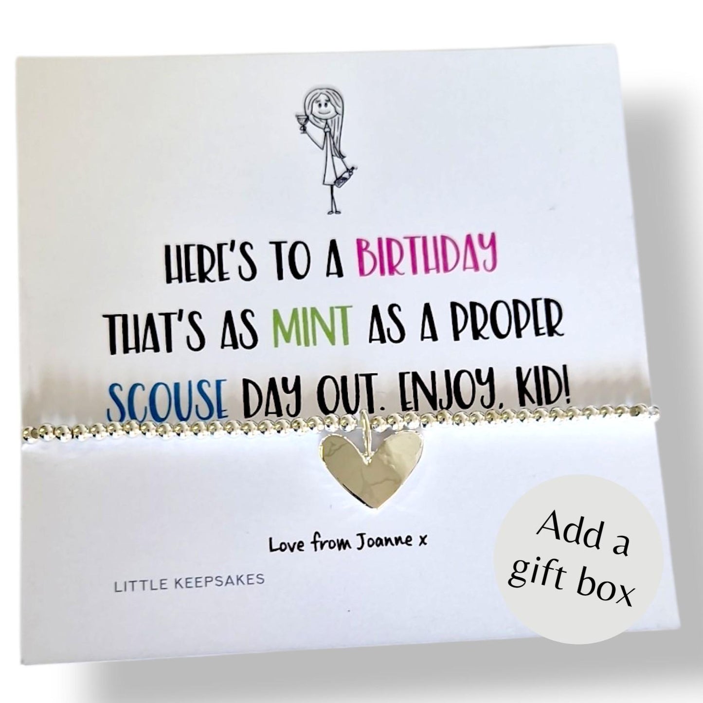Scouse Pun Birthday Girl Bracelet Personalised, Scouse Gift, Liverpool Slang Jewellery, Funny Birthday Gift for Her - Enjoy kid!