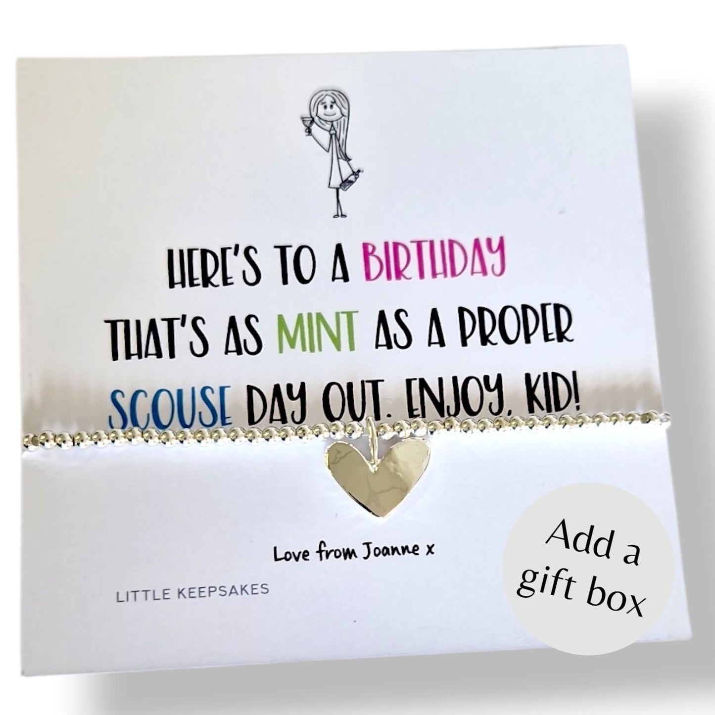 Scouse Pun Birthday Girl Bracelet Personalised, Scouse Gift, Liverpool Slang Jewellery, Funny Birthday Gift for Her - Enjoy kid!