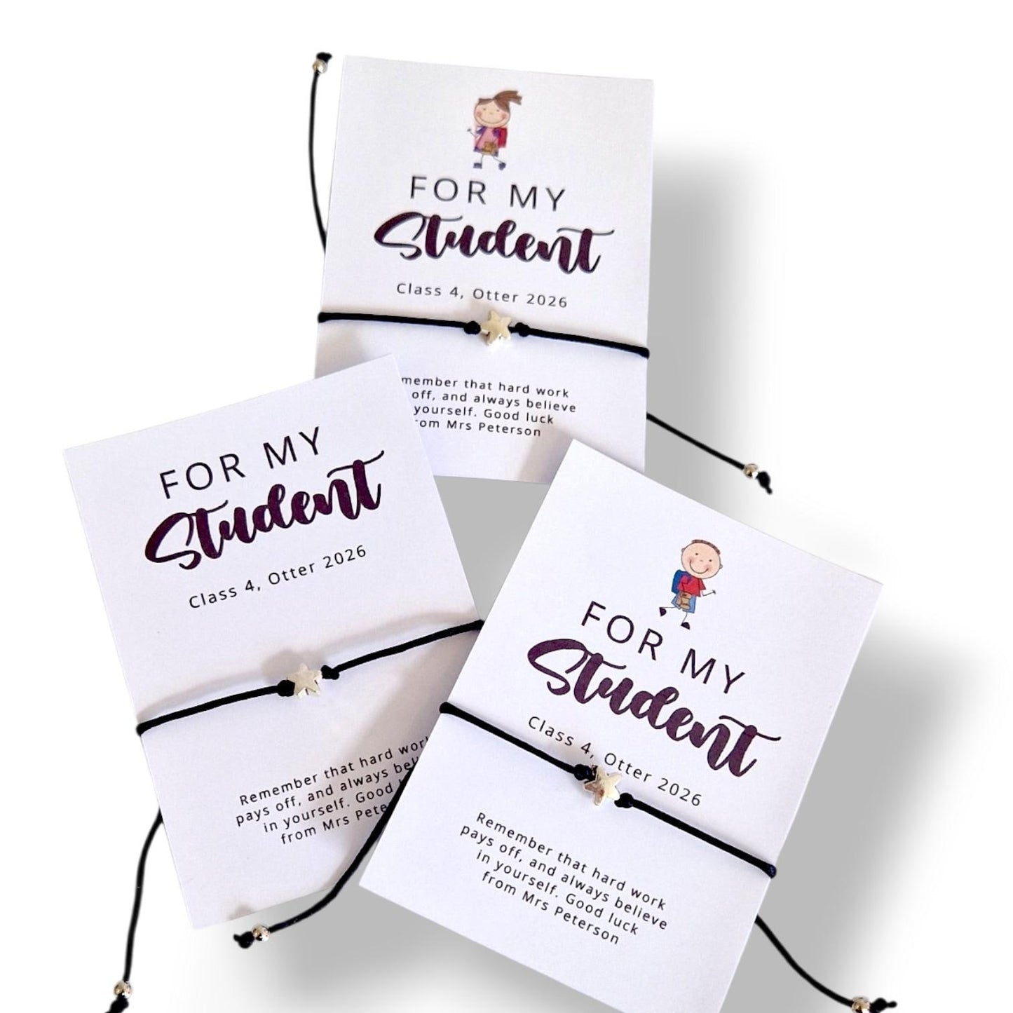 A Little Wish for a my Student Bracelet | Student Gift | Exam Good Luck Gift | Inspirational Wish Bracelet Class of 2026 - Bulk