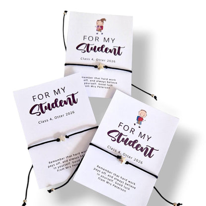 A Little Wish for a my Student Bracelet | Student Gift | Exam Good Luck Gift | Inspirational Wish Bracelet Class of 2026 - Bulk