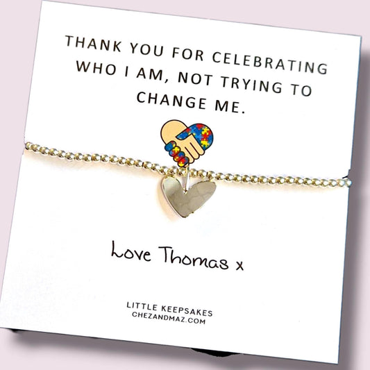 Autism Teacher Bracelet, Non Verbal Autistic Appreciation Thank You Gift Bracelet: Silver Plated Thank You Gift