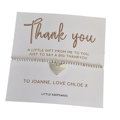 Thank you Gift - say a big thank you Personalised Silver Plated Charm Bracelet: Thank You Gift