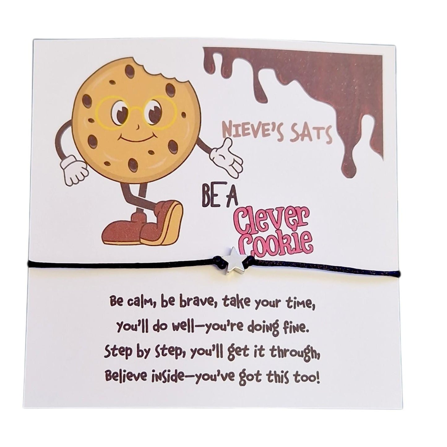 Personalised SATs Wish Bracelet, Clever Cookie, Good luck gift for kids, Primary School Leavers, Exam Confidence, Lucky charm