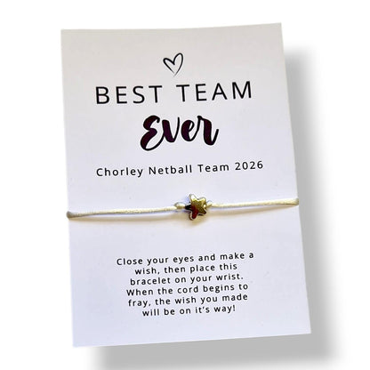 Personalised Sports Team Wish Bracelet | Football Friendship Bracelet | Cord Bracelet | Good Luck Gift for Fans | Match Day Gift