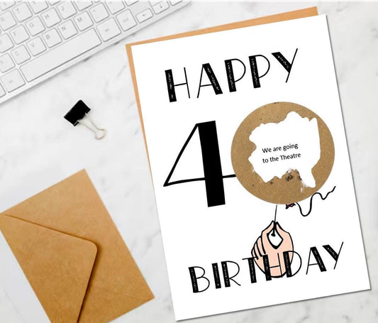 Personalised 40th Forty Birthday Scratch Reveal Card: Surprise Gift Ticket