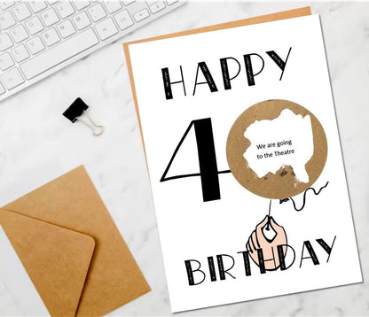 Personalised 40th Forty Birthday Scratch Reveal Card: Surprise Gift Ticket