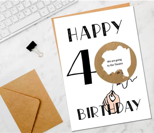 Personalised 40th Forty Birthday Scratch Reveal Card: Surprise Gift Ticket
