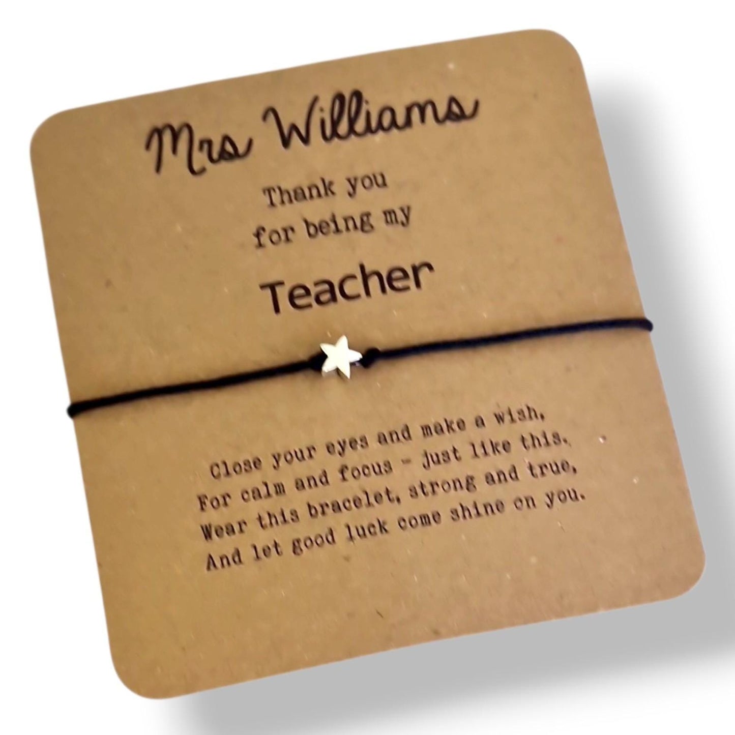 Teacher Gift Bracelet – Heart Charm Wish Bracelet for Teacher Appreciation, End of Year Thank You Gift
