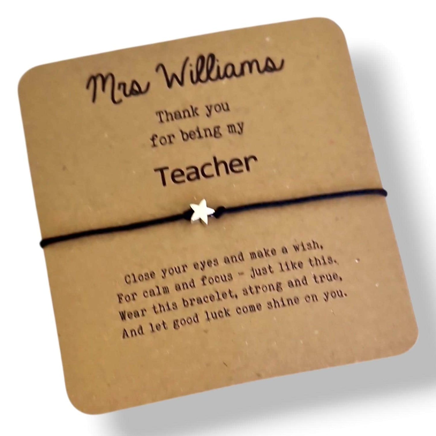 Teacher Gift Bracelet – Heart Charm Wish Bracelet for Teacher Appreciation, End of Year Thank You Gift