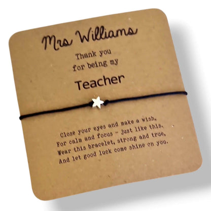Teacher Gift Bracelet – Heart Charm Wish Bracelet for Teacher Appreciation, End of Year Thank You Gift