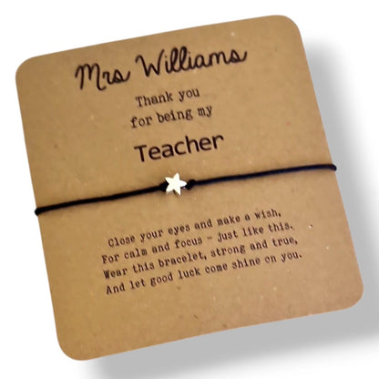 Teacher Gift Bracelet – Heart Charm Wish Bracelet for Teacher Appreciation, End of Year Thank You Gift