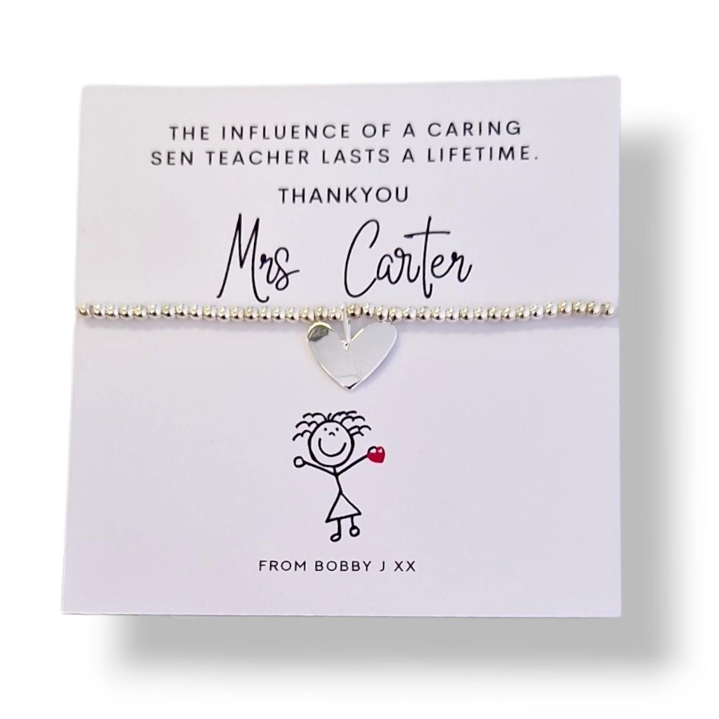SEN Teacher Bracelet – Special Educational Needs Teacher Appreciation Gift, Thank You Silver Plated Bracelet Personalised